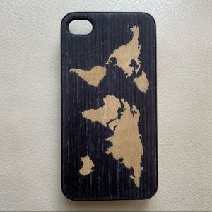 World Map iPhone Case; Wooden iPhone Case